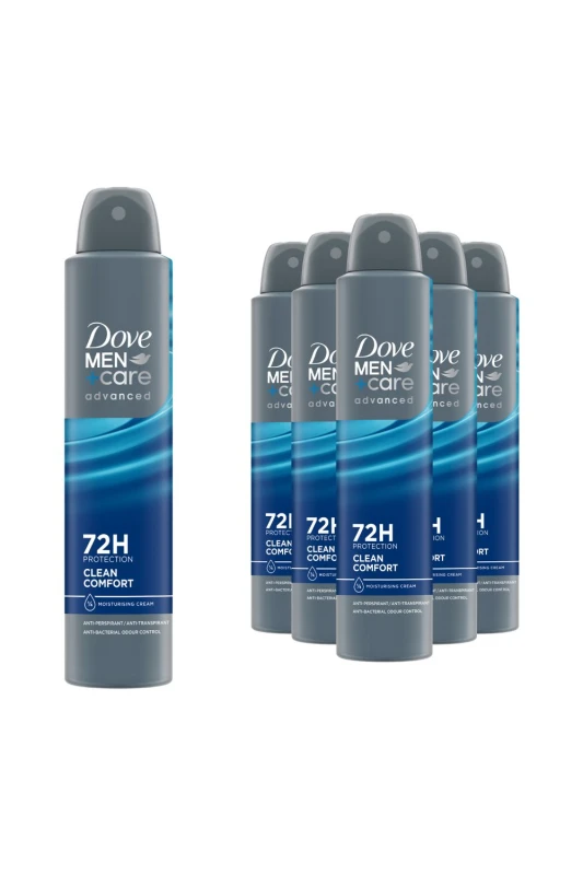 Image of Dove 6x 'Anti-Perspirant' Men+Care Adv Clean Comfort Deo, 200ml Grey male
