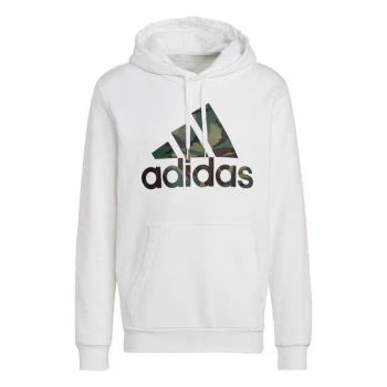 Image of adidas Essentials Fleece Camo-Print Hoodie Mens - White