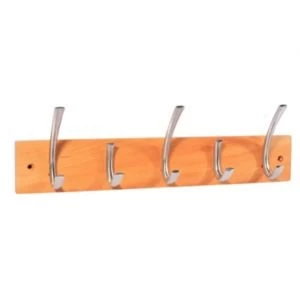 Image of BQ Satin nickel effect pine Hook rail H12mm W80mm L460mm