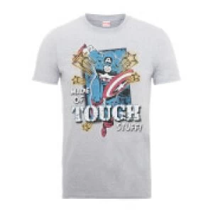 Image of Marvel Comics Captain America Made Of Tough Stuff Mens Grey T-Shirt - M