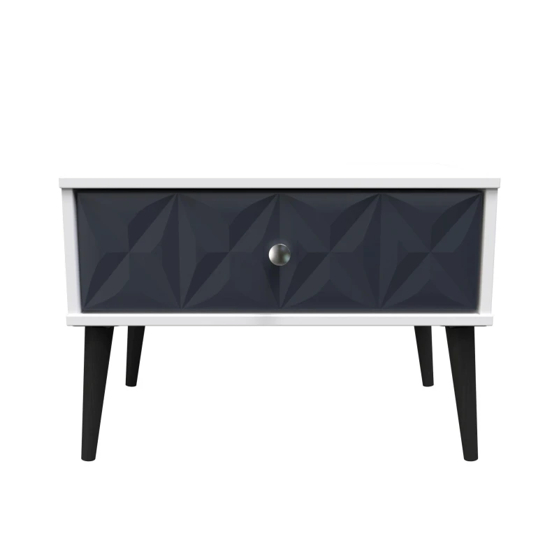 Image of Toledo 1 Drawer Wide Side Table In Indigo Matt & White (Ready Assembled)
