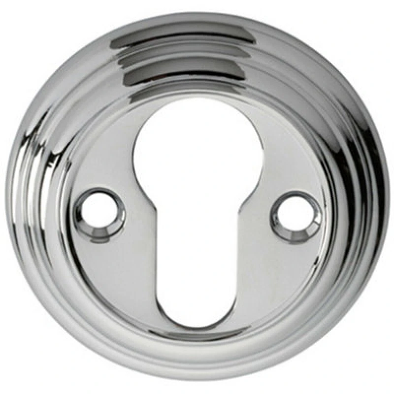 Image of Loops 55mm Euro Profile Round Escutcheon Reeded Design Polished Chrome Keyhole Cover Multi unisex
