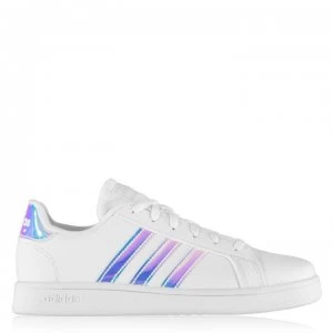 Image of adidas Grand Court Junior Girls Trainers - Wht/Iridescent