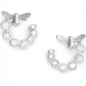 Image of Bejewelled Lucky Bee Swirl hoop Earrings Silver Earrings