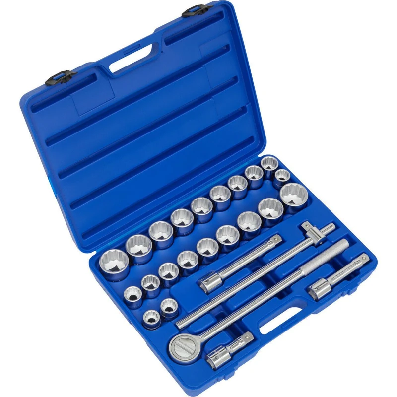Image of Loops 26 PACK Socket Set - 3/4" Square Drive - 12 Point Socket Kit - Chrome Vanadium Multi