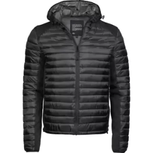 Image of Tee Jays Mens Crossover Hooded Padded Outdoor Jacket (S) (Black Melange)