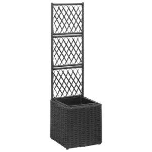 Image of Vidaxl Trellis Raised Bed With 1 Pot 30x30x107cm Poly Rattan Black