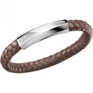 Image of Mens Calvin Klein Stainless Steel Medium Bewilder Leather Bracelet