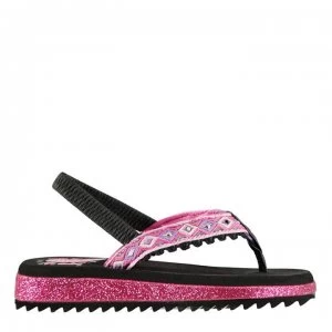 Image of Skechers Twinkle Toes Girls Flip Flops - Black/Hot Pink