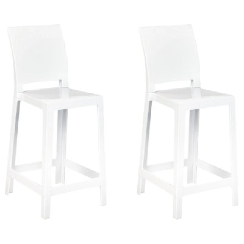 Image of Beliani Set Of 2 Bar Chairs Wellington White