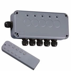 Image of KnightsBridge Remote Controlled IP66 Weatherproof Outdoor Switch Box - 5 Gang