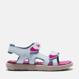Image of Timberland Perkins Row Double-strap Sandal For Junior In Pink/blue Light Blue Kids, Size 3.5