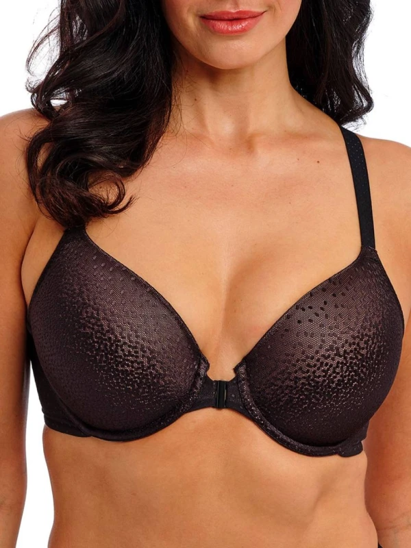 Image of Wacoal Womens Back Appeal Front Fastener Bra in Black Size: 32DD Black Female 32DD