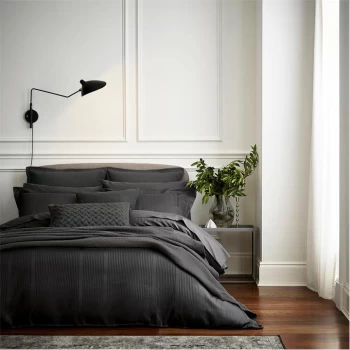 Image of Bedeck of Belfast Dark Grey Combed Cotton 300 Thread Count Fine Linens 'Mansa' Duvet Cover - double