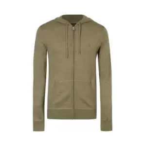 Image of AllSaints Merino Zip Knit Hoodie - Green