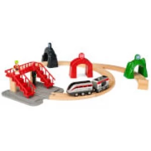 Image of BRIO World - Smart Tech Railway Engine Set with Action Tunnels