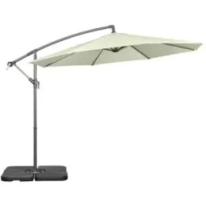 Image of Outsunny 3(m) Banana Parasol Cantilever Umbrella Garden w/ Base Weights, Beige - Beige