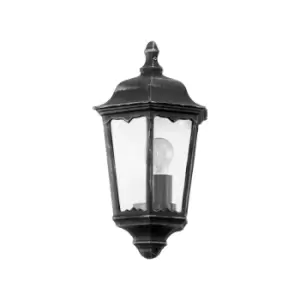 Image of IP44 Outdoor Wall Light Black & Silver Patina Clear Glass 1 x 60W E27 Bulb