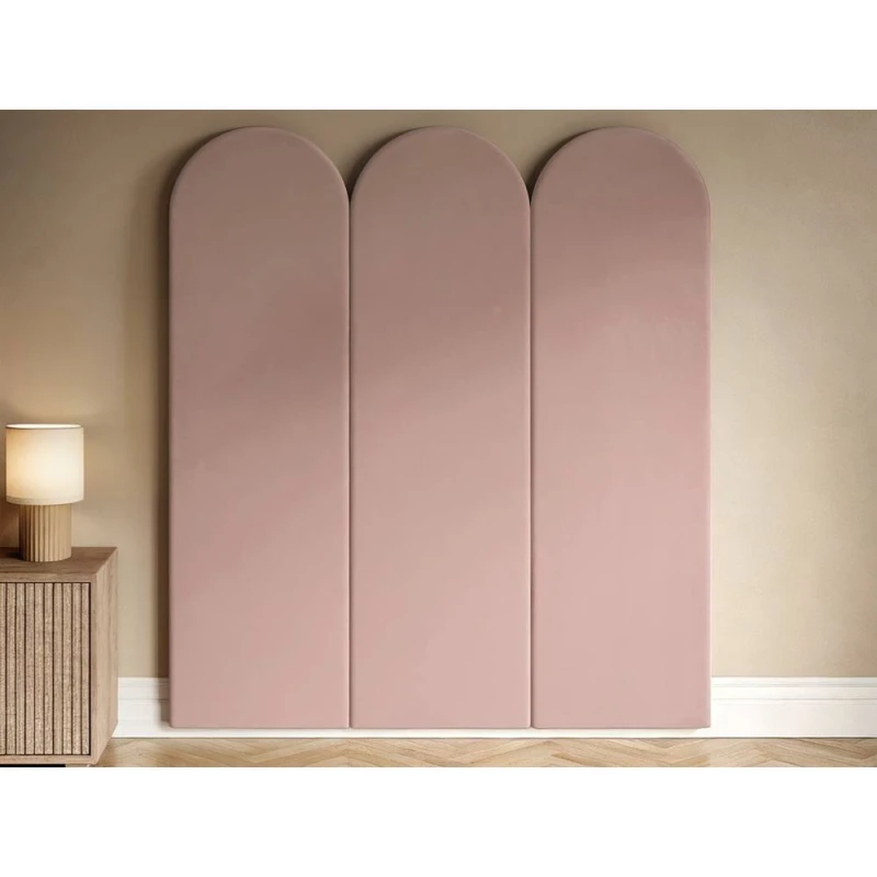 Image of Solace+Co Cirrus Headboard Wall Panels Double Velvet in Pink Pink Unisex