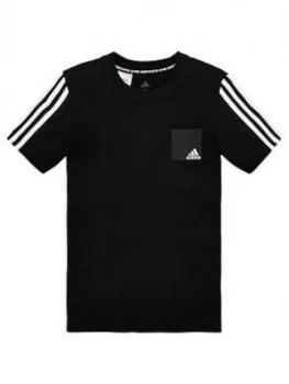 Image of Adidas Childrens Logo Short Sleeve T-Shirt - Black