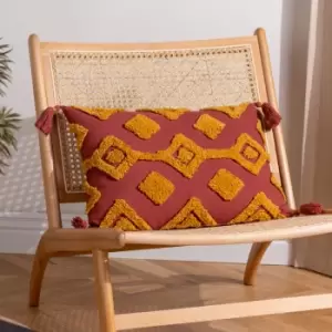 Image of Dharma Tufted Tasselled Cushion Sunset, Sunset / 35 x 50cm / Polyester Filled