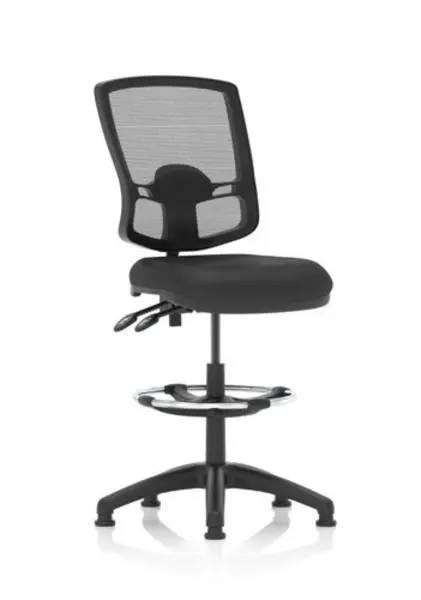 Image of Eclipse Eclipse Plus II Lever Task Operator Chair Deluxe Mesh Back With Black Bonded Leather Seat With High RiseDraughtsman Kit DE02DMVINYLBLKDK