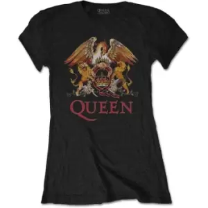 Image of Queen - Classic Crest Ladies X-Small T-Shirt - Black