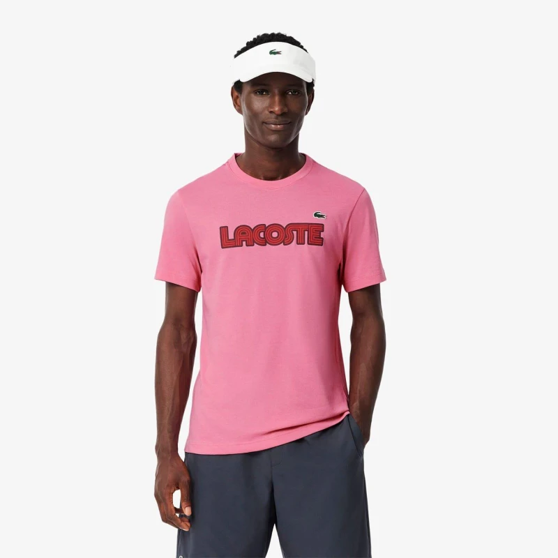 Image of Lacoste Ultra Dry Cotton Logo Sport T-Shirt Pink male S
