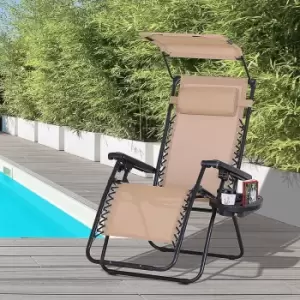 Image of Alfresco Zero Gravity Sun Lounger with Canopy, Beige