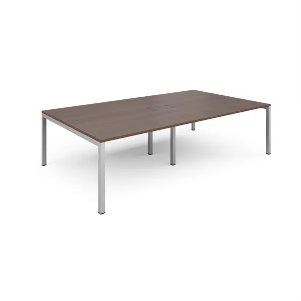 Image of Connex Double Back to Back Office Desk - 2800mm x 1600mm - Silver - Walnut
