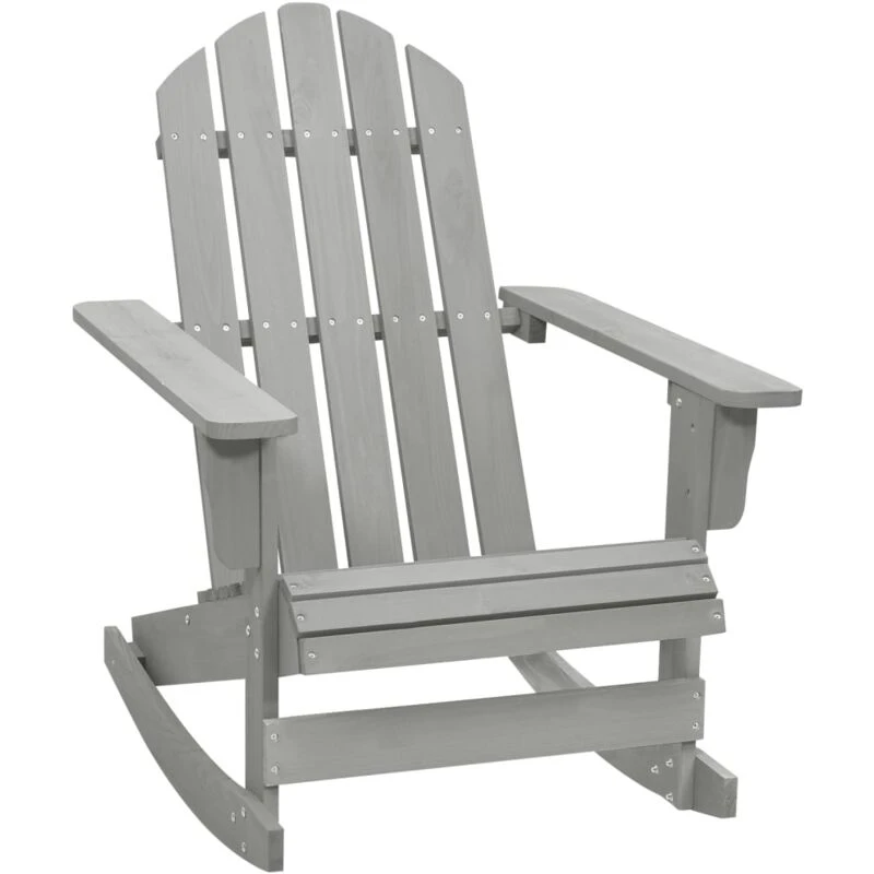 Image of MINKUROW Minkurow - Garden Rocking Chair Wood Grey vidaXL LFQ- 45704