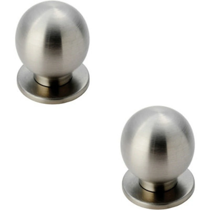 Image of Loops 2x Small Solid Ball Cupboard Door Knob 25mm Dia Stainless Steel Cabinet Handle Metallics unisex