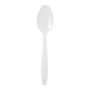 Image of Plastic Dessert Spoon Pack 100 White
