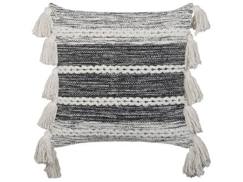 Image of Beliani Throw Cushion Rochea Cotton 45 X 45cm Black Striped