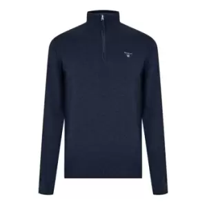 Image of GANT Men Classic Cotton Half-Zip Sweater (4XL) Blue