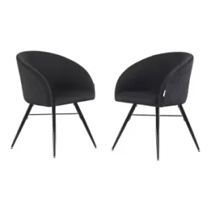 Image of Vittorio LUX Velvet Upholstered Dining Chairs Set of 2 - Midnight - Midnight