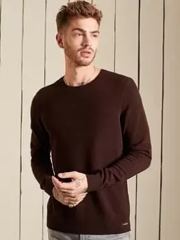 Image of Superdry Lambswool Lightweight Knit, Brown Size M Men