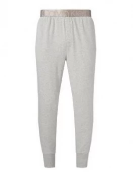 Image of Calvin Klein Logo Lounge Cuffed Joggers - Grey Heather Size M Men