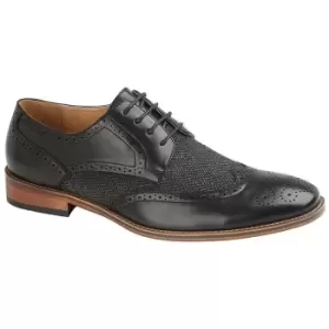 Image of Goor Mens 4 Eye Leather Lined Brogue Gibson Shoe (9 UK) (Black)
