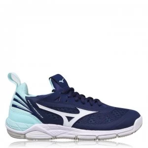 Image of Mizuno Wave Luminous Netball Trainers - Blue/White