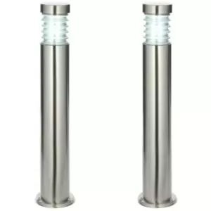 Image of 2 PACK Outdoor IP44 Bollard Light Marine Grade Steel Lamp Post Garden Driveway