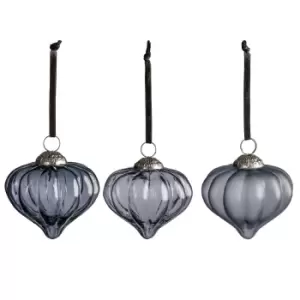Image of Crossland Grove Perry Asstd Fluted Baubles Ice Blue (6pk) 90mm