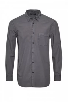 Image of Mens French Connection Garment Dyed Polin Collared Shirt Grey Marl