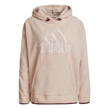 Image of adidas Brand Love Giant Logo Polar Fleece Hoodie Womens - Halo Blush / Victory Crimson