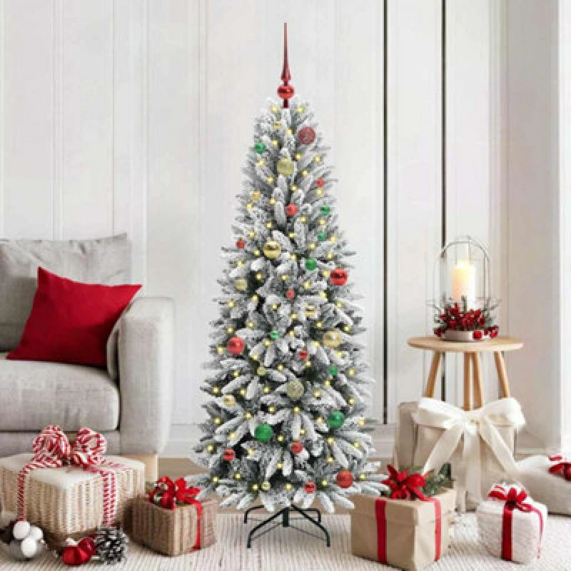 Image of vidaXL Artificial Christmas Tree with 150 LEDs, Multicolour Balls White 63 x 63 x 150 cm, White 3396041