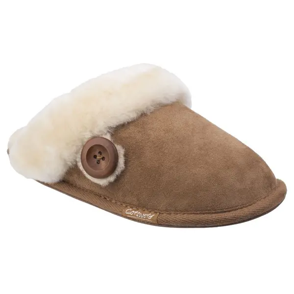 Image of Cotswold Womens/Ladies Lechlade Sheepskin Lined Premium Mule Slippers UK Size 5 (EU 38)