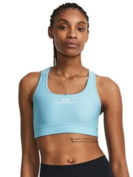 Image of Under Armour Womens Training Heat Gear Armour Cross Back Short Sleeve Mid Bra - Blue