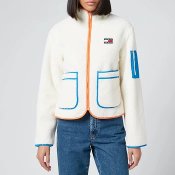 Image of Tommy Jeans Womens Tjw Contrast Sherpa Jacket - White - M