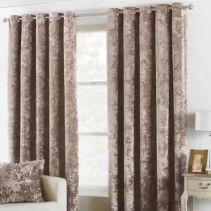 Image of Paoletti Verona Crushed Velvet Ringtop Eyelet Curtains (Pair) Polyester Oyster (168X183Cm)