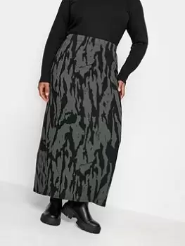 Image of Yours Tube Skirt Khaki Jumbo Text, Green, Size 34-36, Women